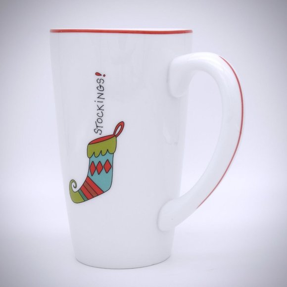 Fitz and Floyd Other - 😎 Fitz & Floyd Gourmet Happy Holidays Tall Mug Latte Cup Stockings Handle 18 Oz